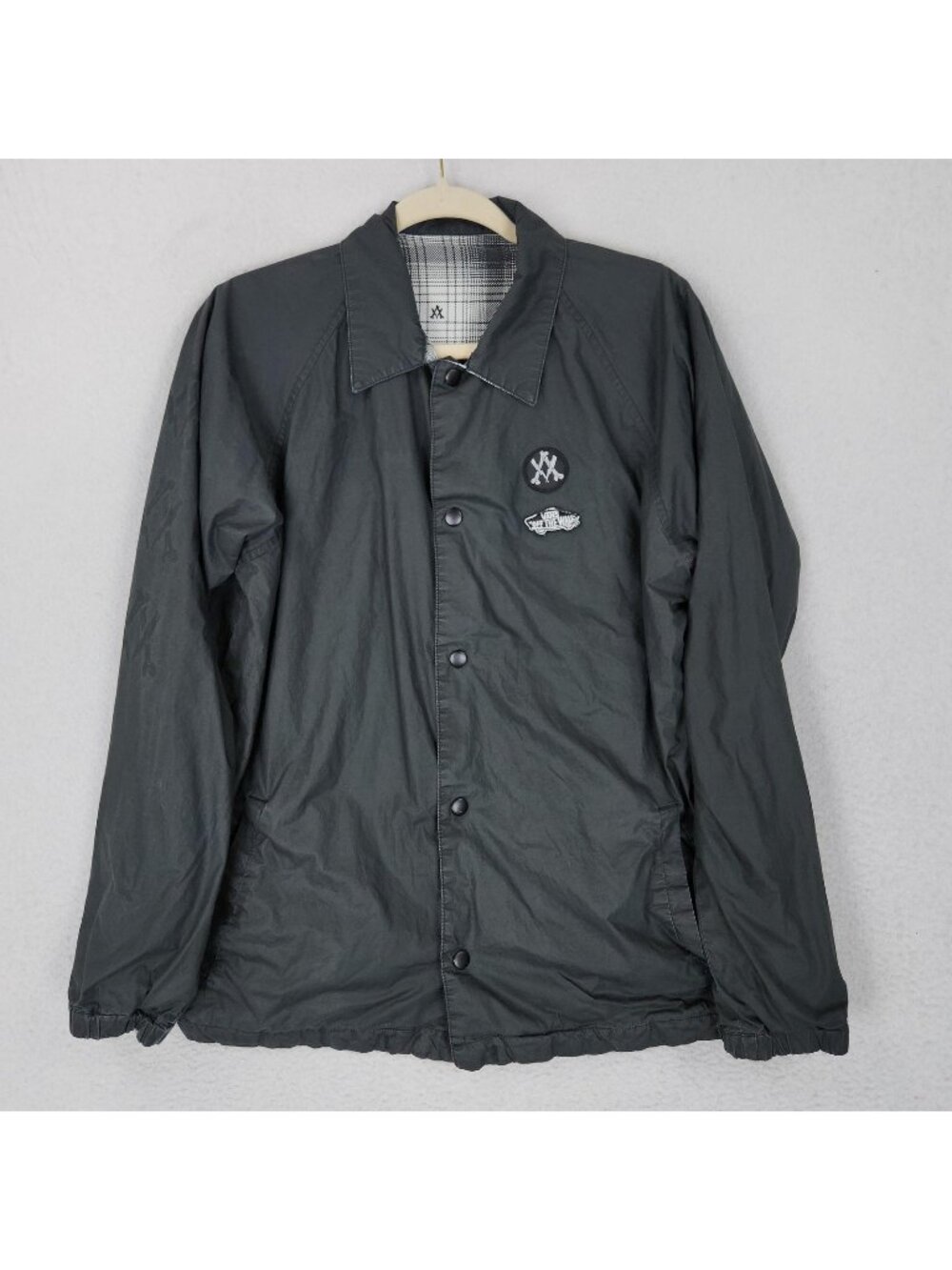 Vans Jacket Mens Medium Black Reversible Cathy Van Engel Vintage Couch Plaid